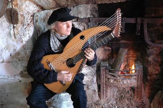 John Doan on Aran Isle with his Harp Guitar