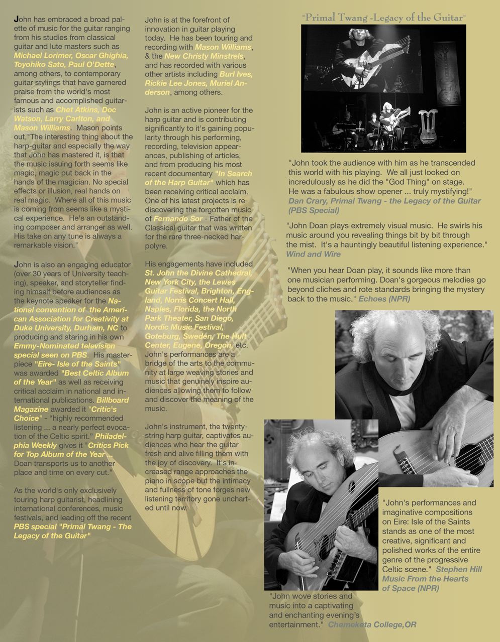 John Doan Harp Guitar Press Release Page 2