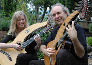 John Doan and Muriel Anderson together in Harp Guitars Under the Stars album