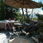 john doan harp guitar retreat After a grueling day of harp guitar immersion students unwind in the hot tub and in the shade
