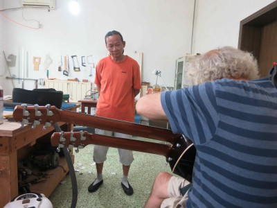 32. Mr. Xi looks on John Doan Harp Guitar