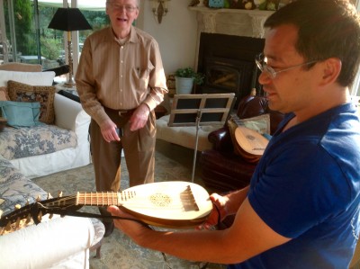 Dick laughs when Hideki says he knows a little lute music for his instrument