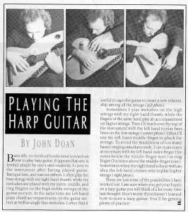Excerpt from Frets Magazine article on playing the harp guitar