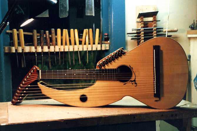 Sullivan-Elliott Harp Guitar during manufacturing - photograph by Jeffrey Elliott