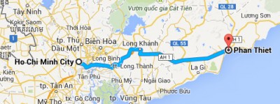 Map Ho Chi Minh City to Phan Thiet
