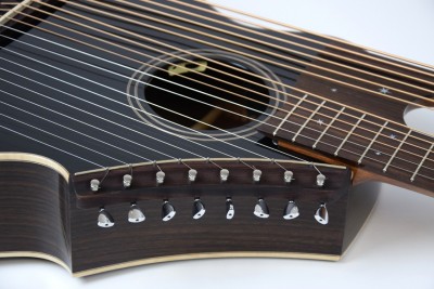 Brunner Travel Harp Guitar Close Up on Super Treble Strings